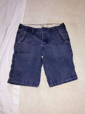 Abercrombie & Fitch Chino Shorts Blue Button Slash Pockets Solid Casual